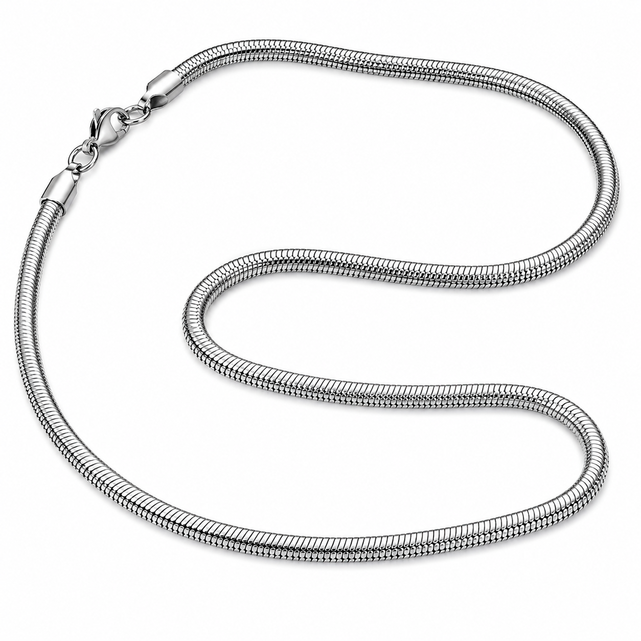 Men's Silver Stainless Steel Snake Chain Necklace