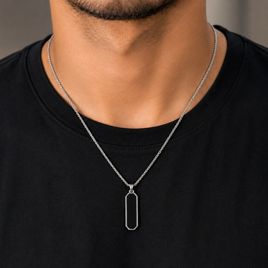 Men's Black Bar Pendant Necklace