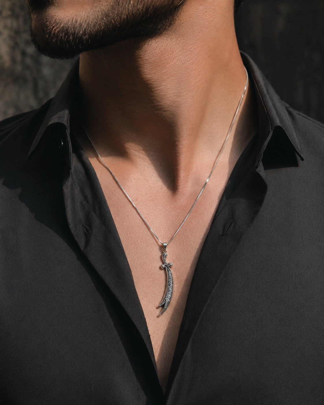 Silver Zulfiqar Sword Pendant Necklace