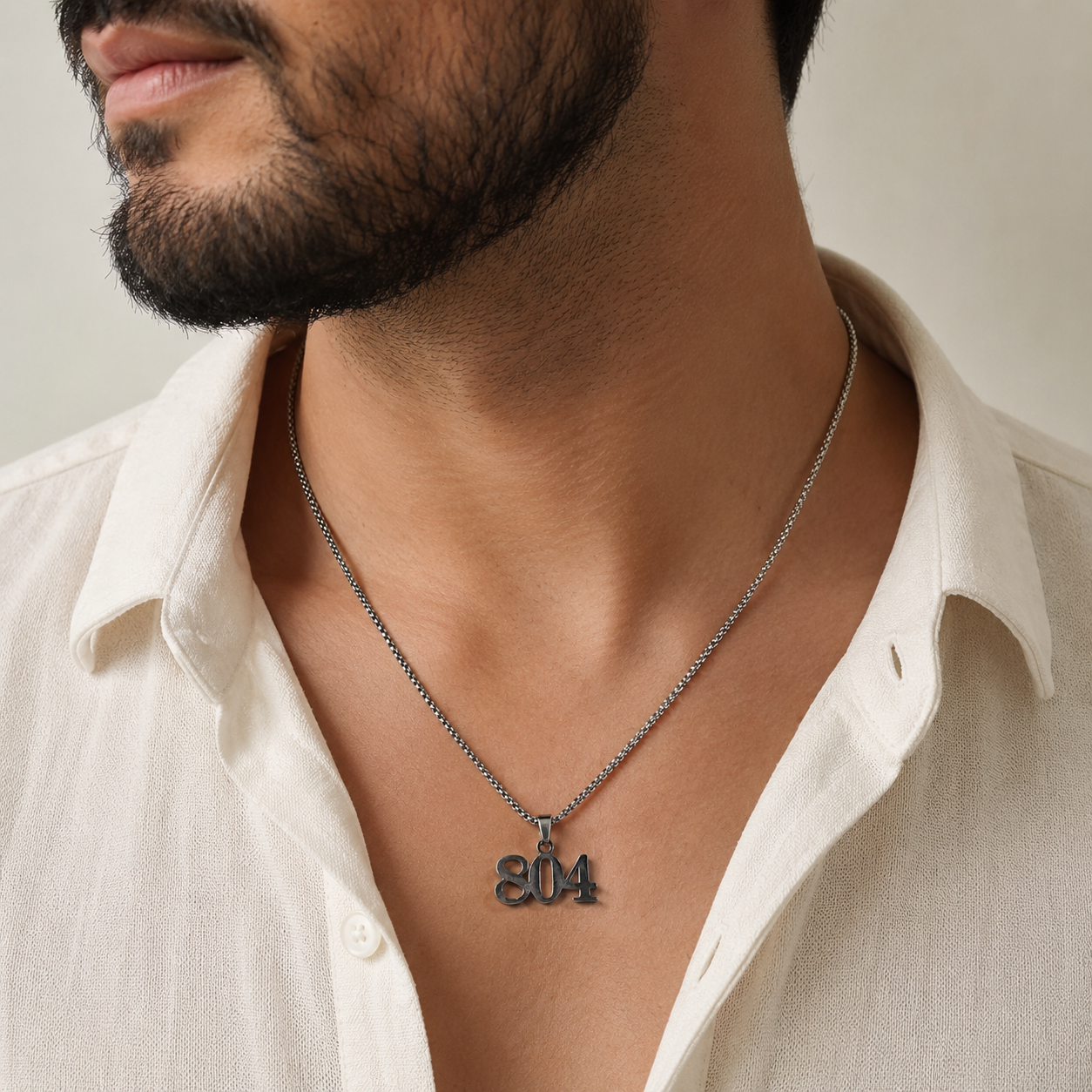 804 Silver Stainless Steel Pendant Necklace