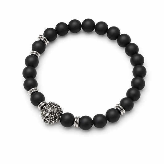 Black Beaded Lion Bracelet
