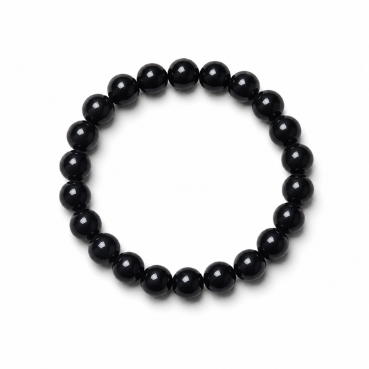 Black Beaded Bracelet – Glossy Round Beads