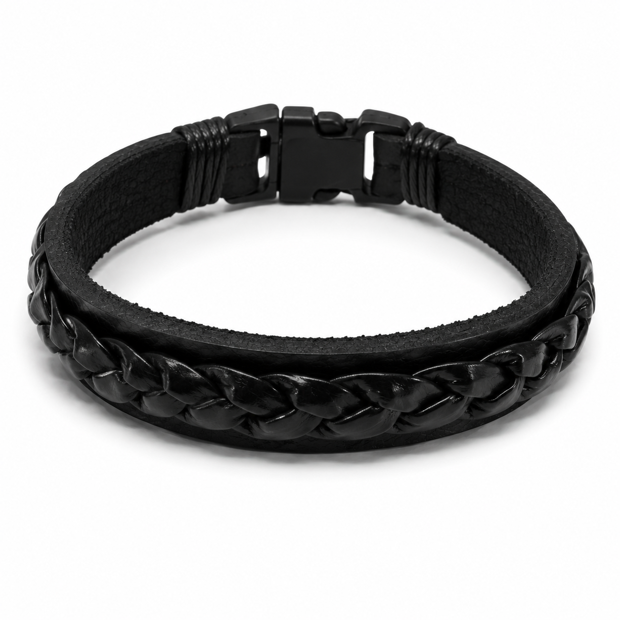 Men's Layered Leather Bracelet Set (Black & Brown)