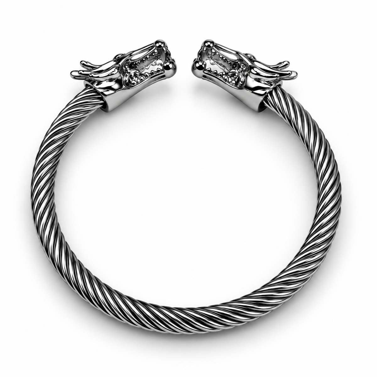 Men’s Stainless Steel Dragon Head Bracelet – Black & Silver