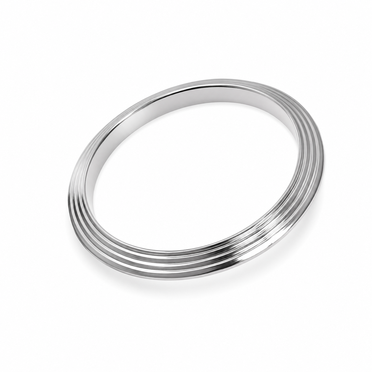 Stainless Steel Grooved Bangle Bracelet