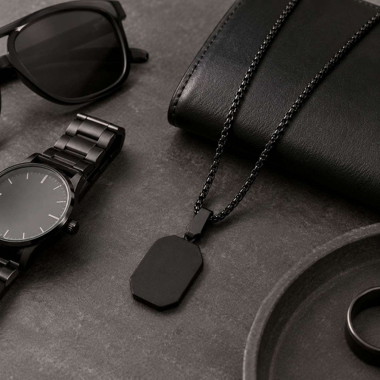 Black Pendant Necklace for Men