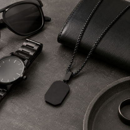 Black Pendant Necklace for Men