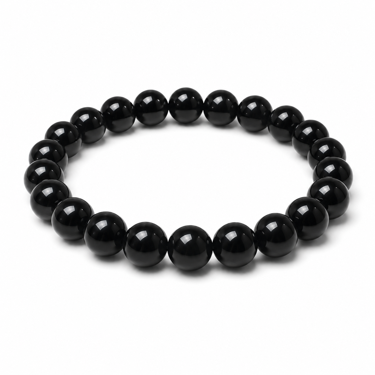 Black Beaded Bracelet – Glossy Round Beads