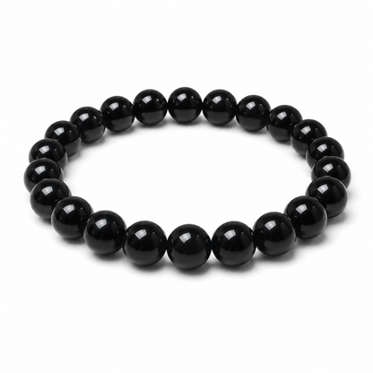 Black Beaded Bracelet – Glossy Round Beads
