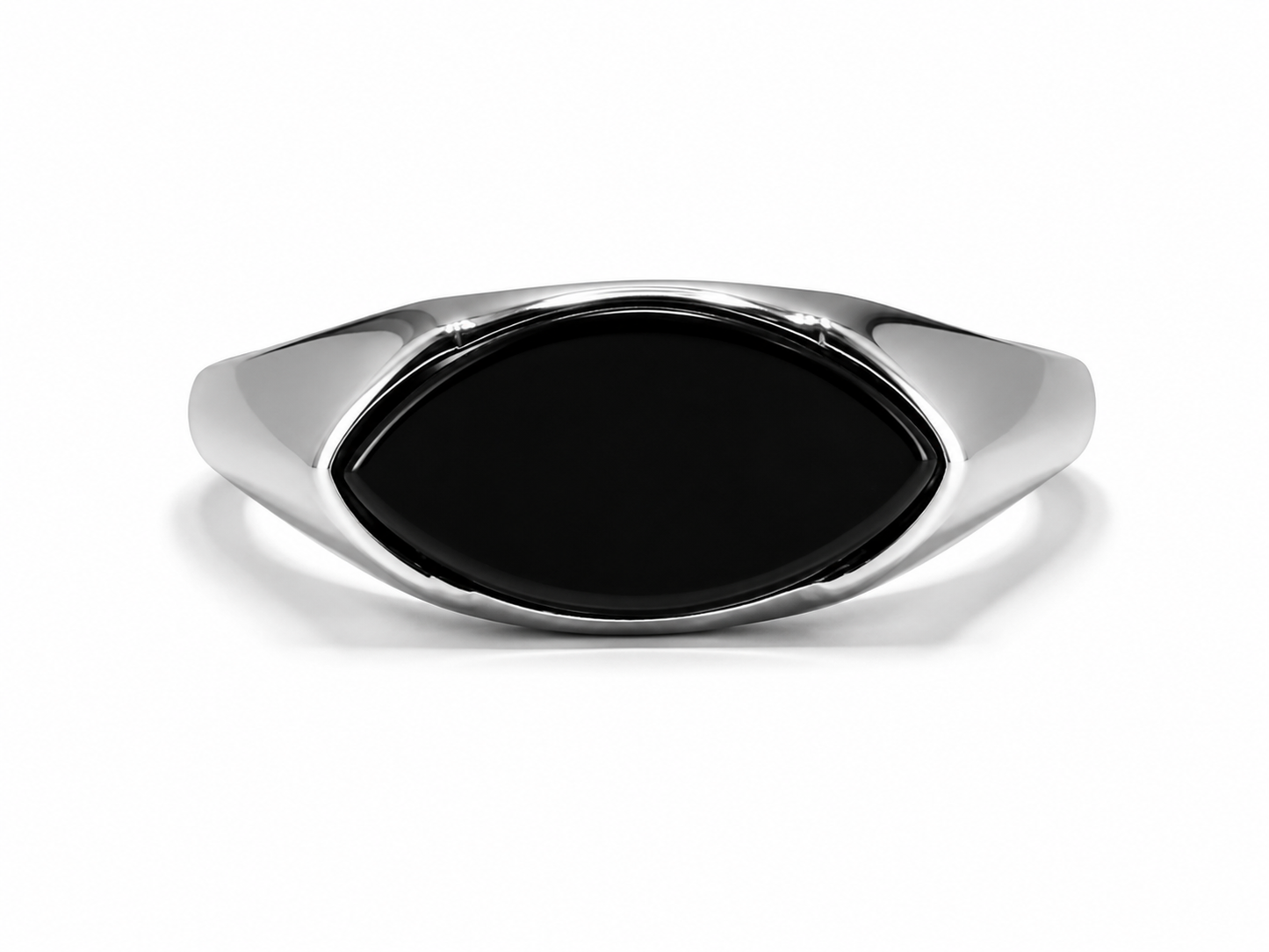 Men's Silver Stainless Steel Minimalist Oval Statement Ring