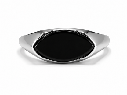 Men's Silver Stainless Steel Minimalist Oval Statement Ring