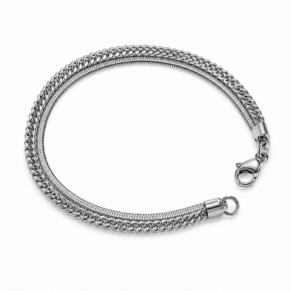 Stainless Steel Silver Double Chain Bracelet