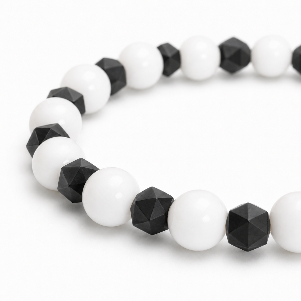 White Agate & Black Spinel Bracelet