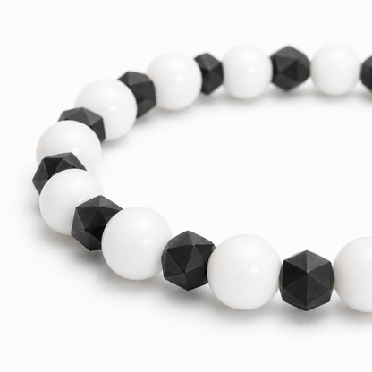 White Agate & Black Spinel Bracelet