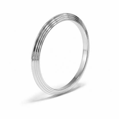Stainless Steel Grooved Bangle Bracelet