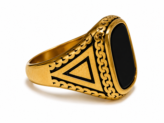 Men's Imperial Obsidian Signet Ring – Gold Stainless Steel