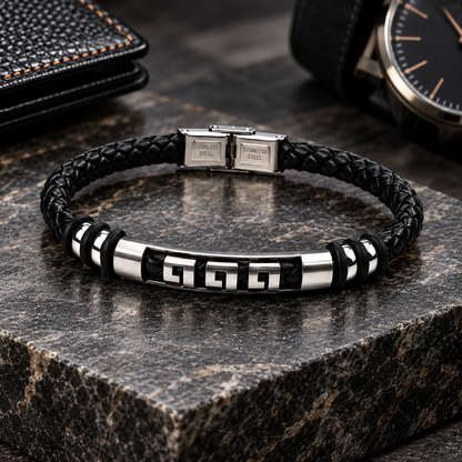 Black Braided Steel Bracelet
