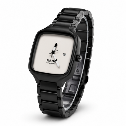 Men’s Luxury Square Automatic Watch – Black & White