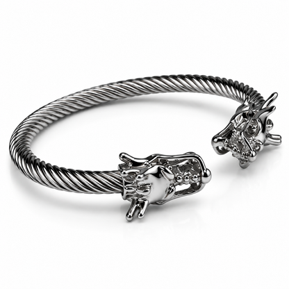 Men’s Stainless Steel Dragon Head Bracelet – Black & Silver