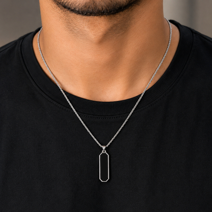 Men's Black Bar Pendant Necklace
