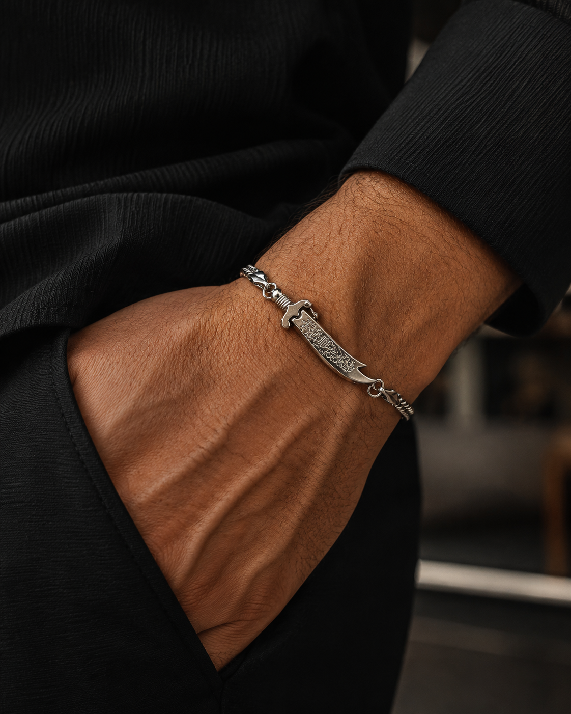 Silver Zulfiqar Sword Chain Bracelet