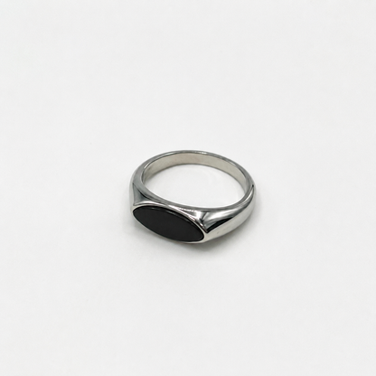 Men's Silver Stainless Steel Minimalist Oval Statement Ring