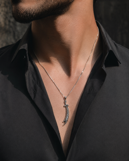 Silver Zulfiqar Sword Pendant Necklace