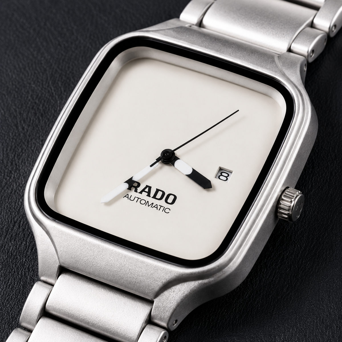 Men’s Luxury Square Automatic Watch – Silver & White