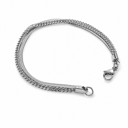Stainless Steel Silver Double Chain Bracelet