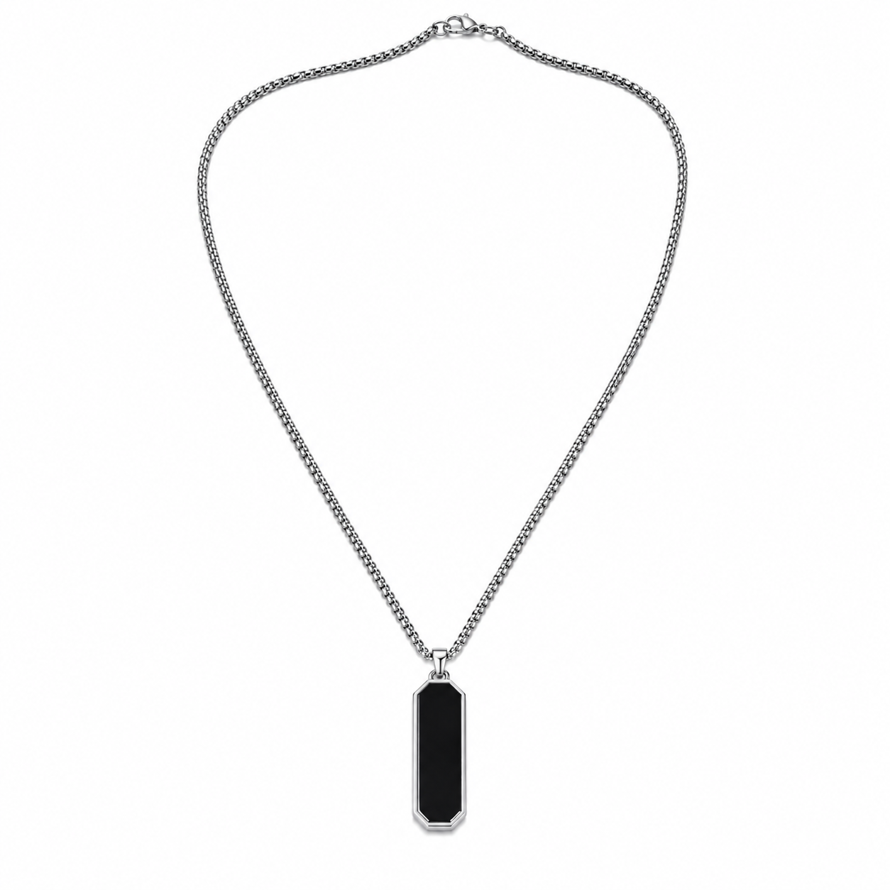 Men's Black Bar Pendant Necklace