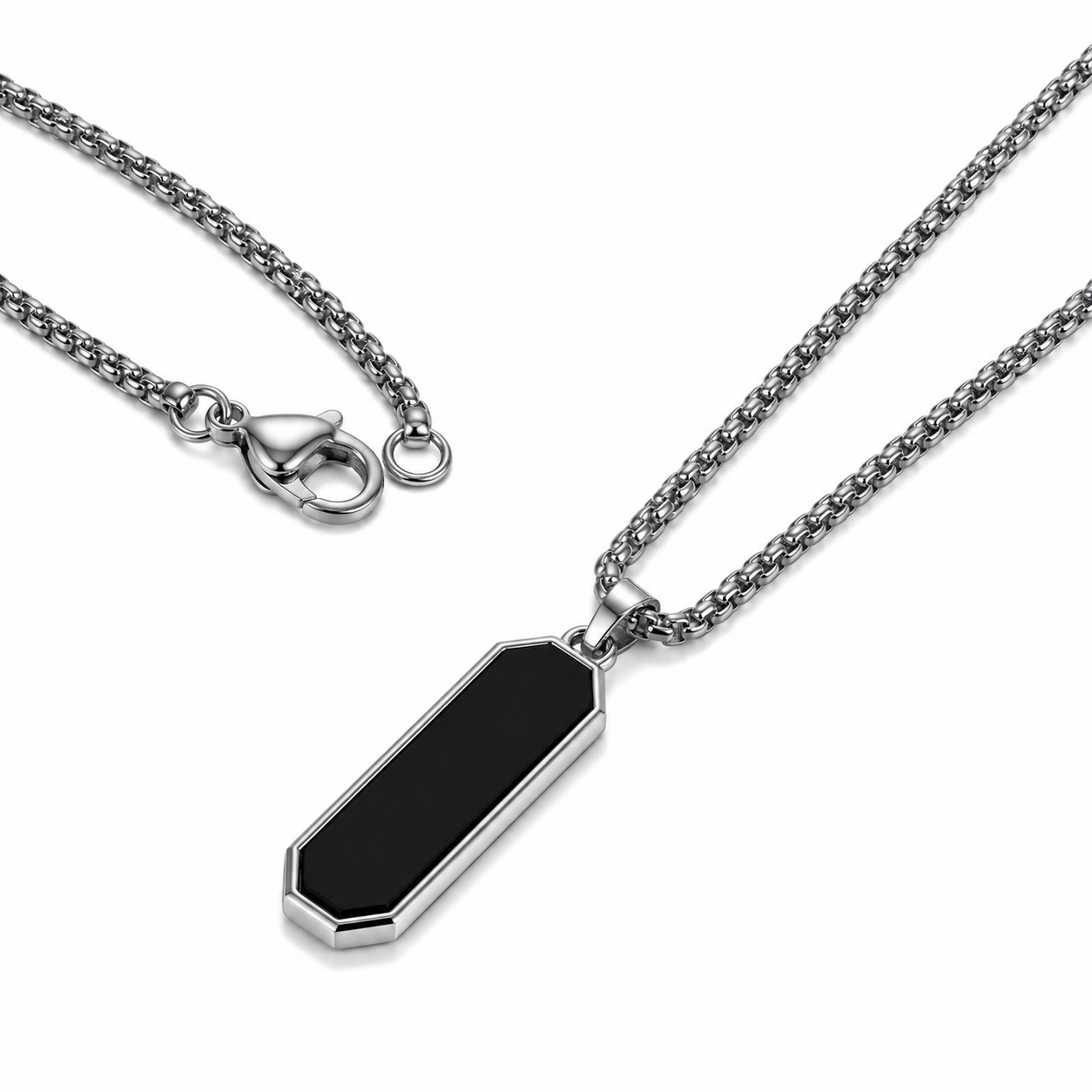 Men's Black Bar Pendant Necklace