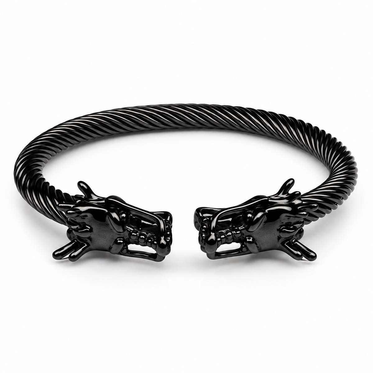Men’s Stainless Steel Dragon Head Bracelet – Black & Silver