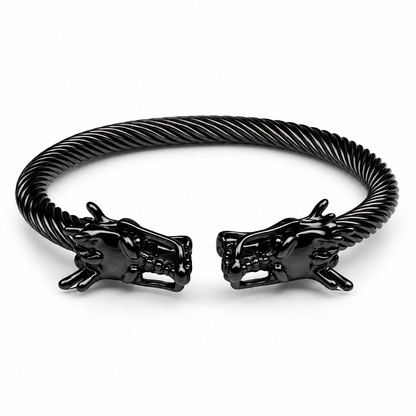 Men’s Stainless Steel Dragon Head Bracelet – Black & Silver
