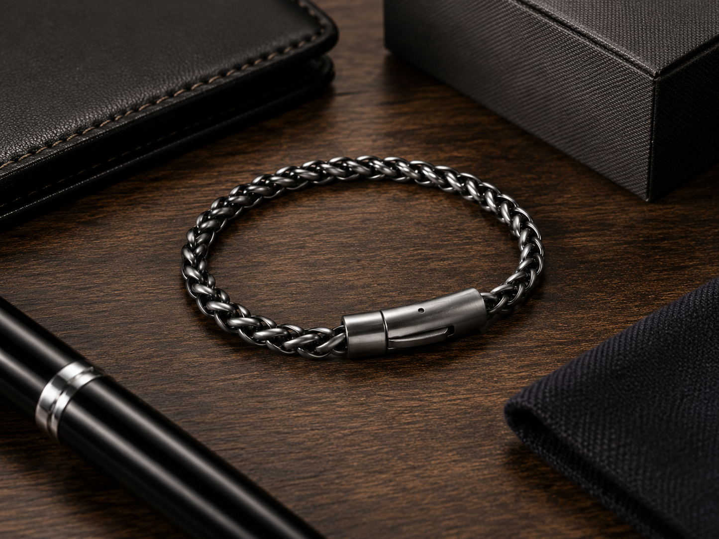 Men's 8mm Gunmetal Stainless Steel Phantom Chain Bracelet