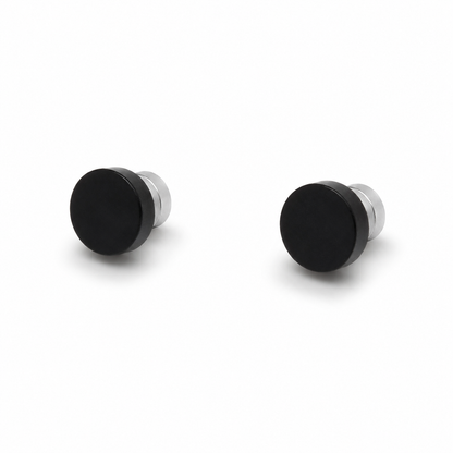 Black Magnetic Ear Studs for Men – No Piercing Round Stud Earrings