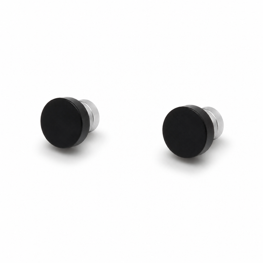 Black Magnetic Ear Studs for Men – No Piercing Round Stud Earrings