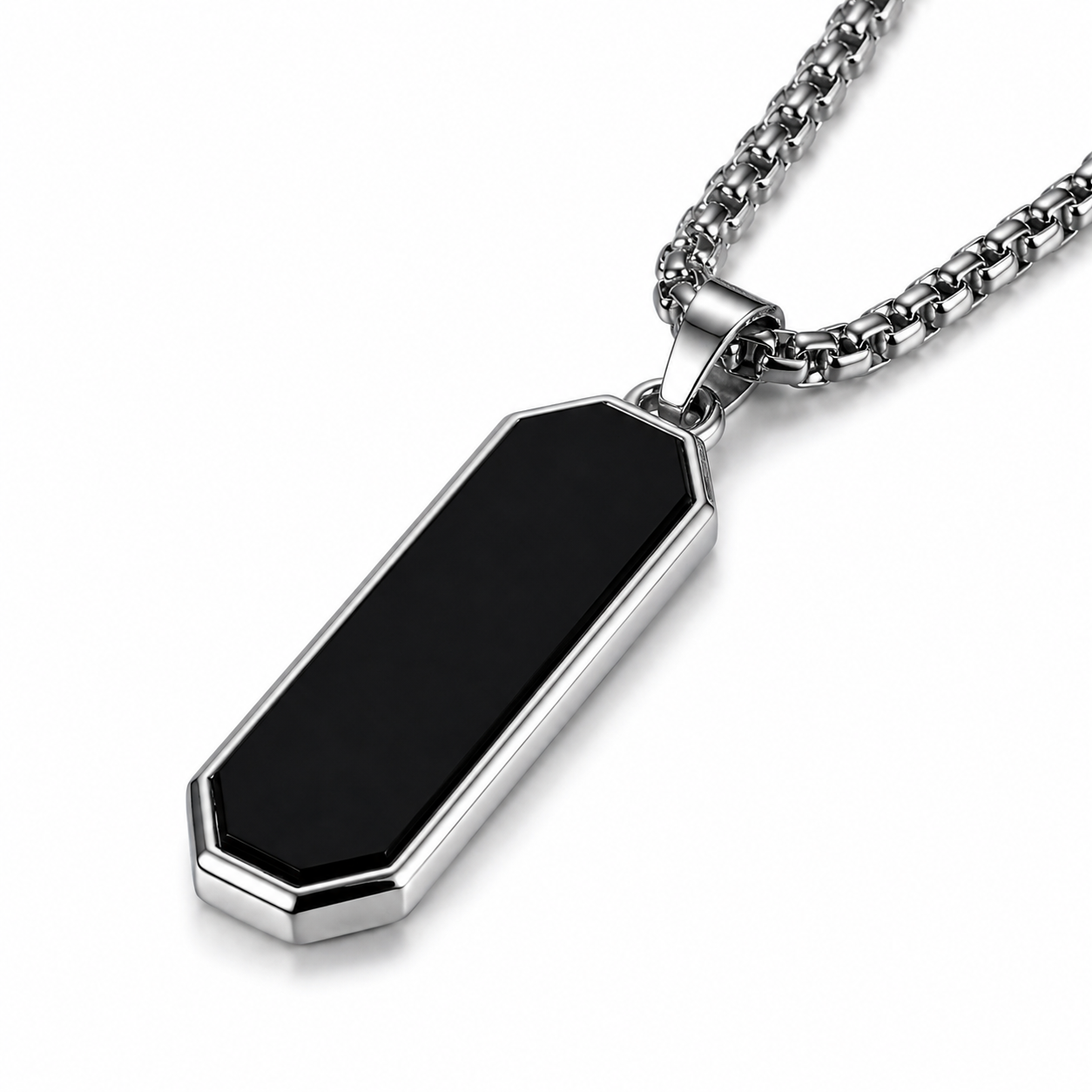 Men's Black Bar Pendant Necklace