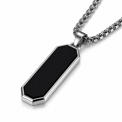 Men's Black Bar Pendant Necklace