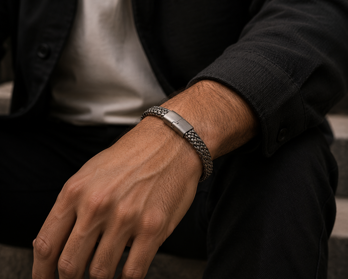 Stainless Steel Braided Chain Bracelet for Men