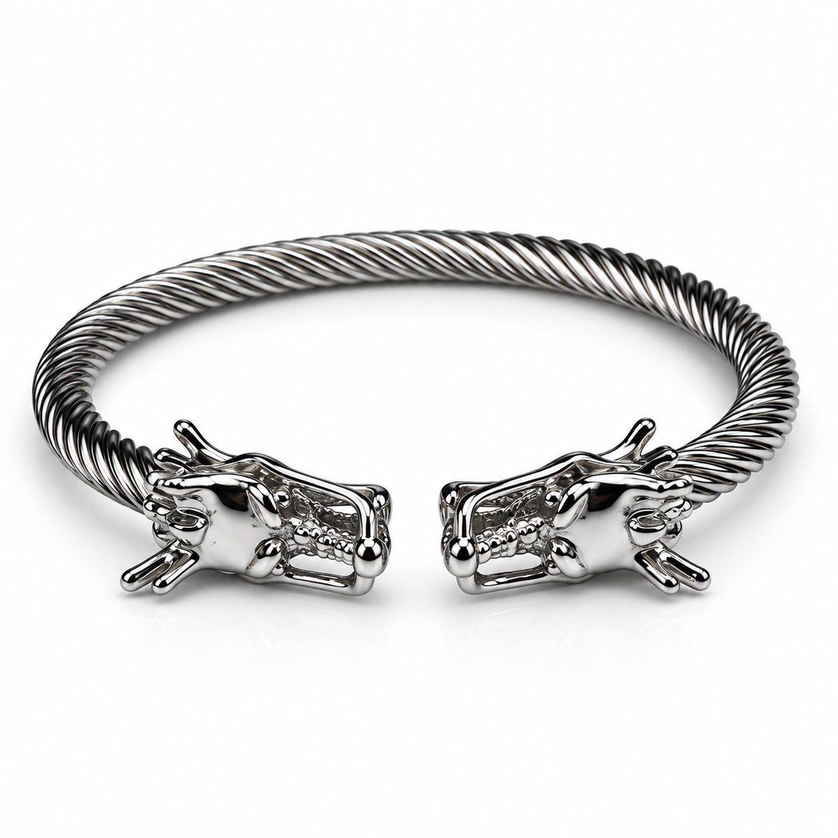 Men’s Stainless Steel Dragon Head Bracelet – Black & Silver