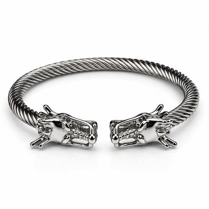 Men’s Stainless Steel Dragon Head Bracelet – Black & Silver