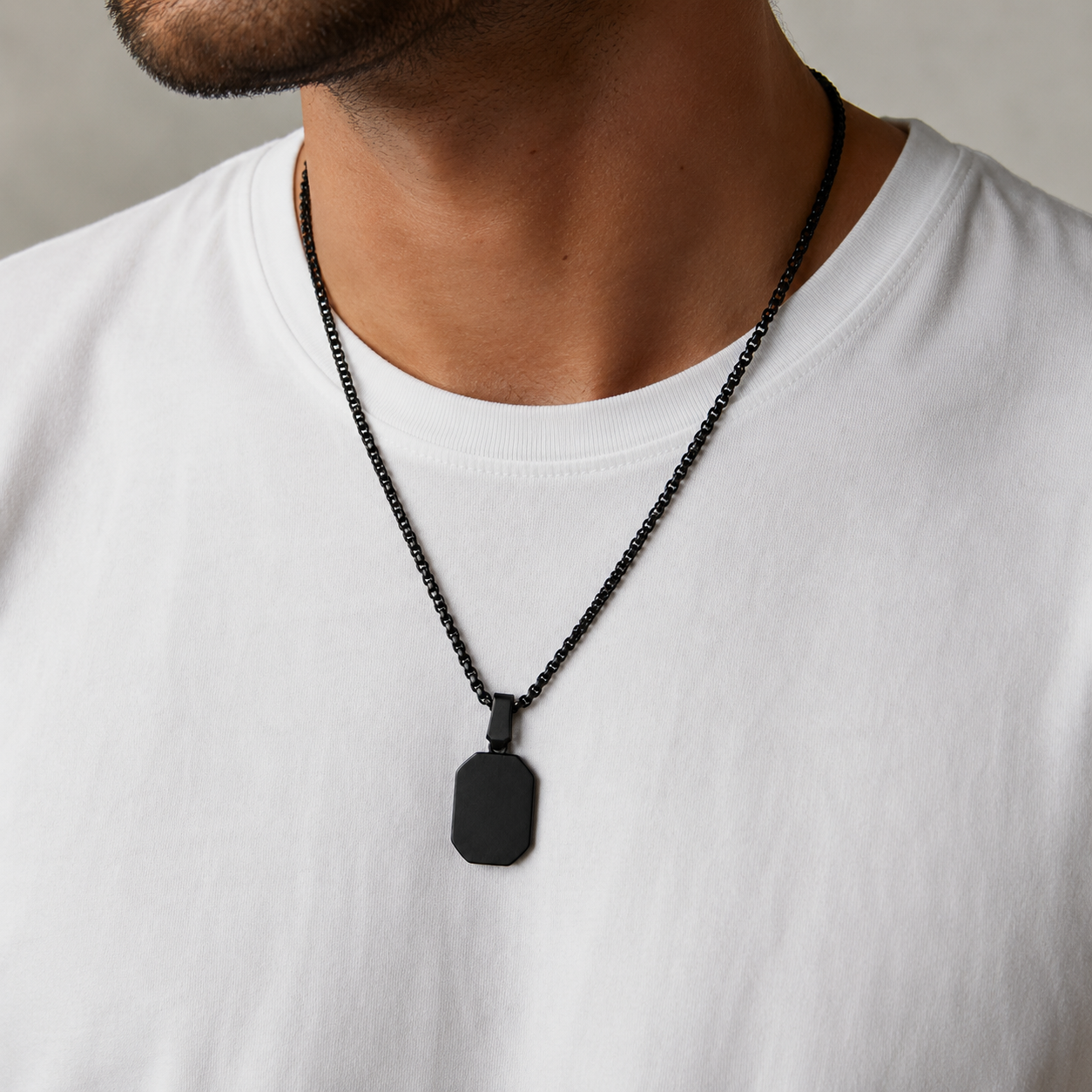 Black Pendant Necklace for Men