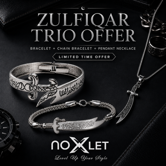 Silver Zulfiqar Trio Offer – Bracelet + Chain Bracelet + Pendant Necklace