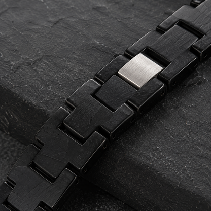 Men's Black Marble Stone Link Bracelet