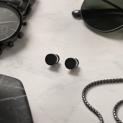 Double Chain Bracelet + Black Magnetic Ear Studs