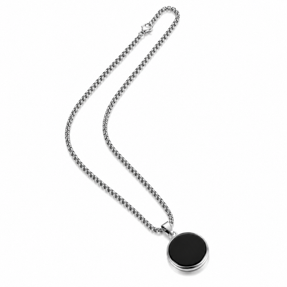 Men's Black Round Pendant Necklace