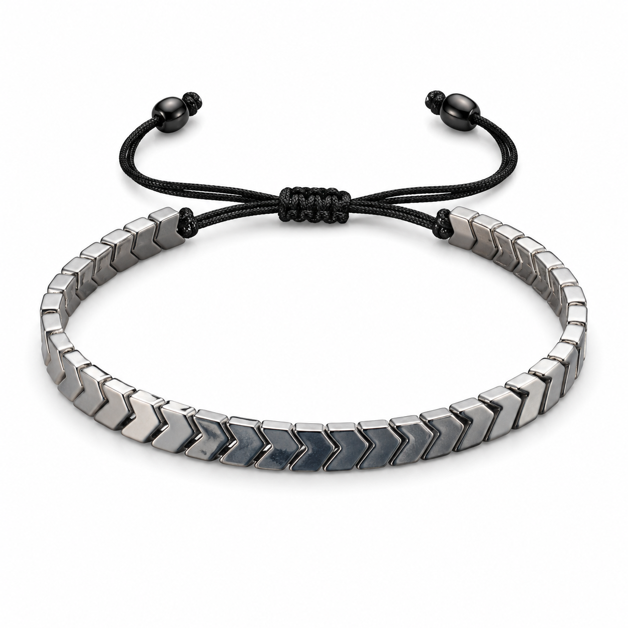 Silver Chevron Bracelet – Adjustable Stainless Steel Cord Bracelet