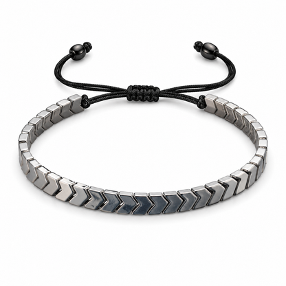 Silver Chevron Bracelet – Adjustable Stainless Steel Cord Bracelet