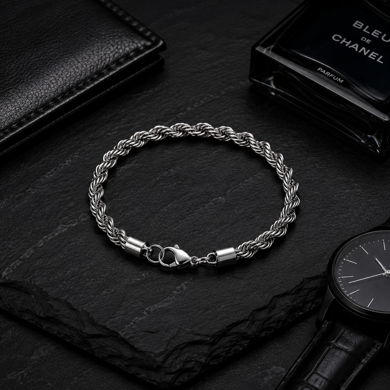 Men's Stainless Steel Rope Chain Bracelet