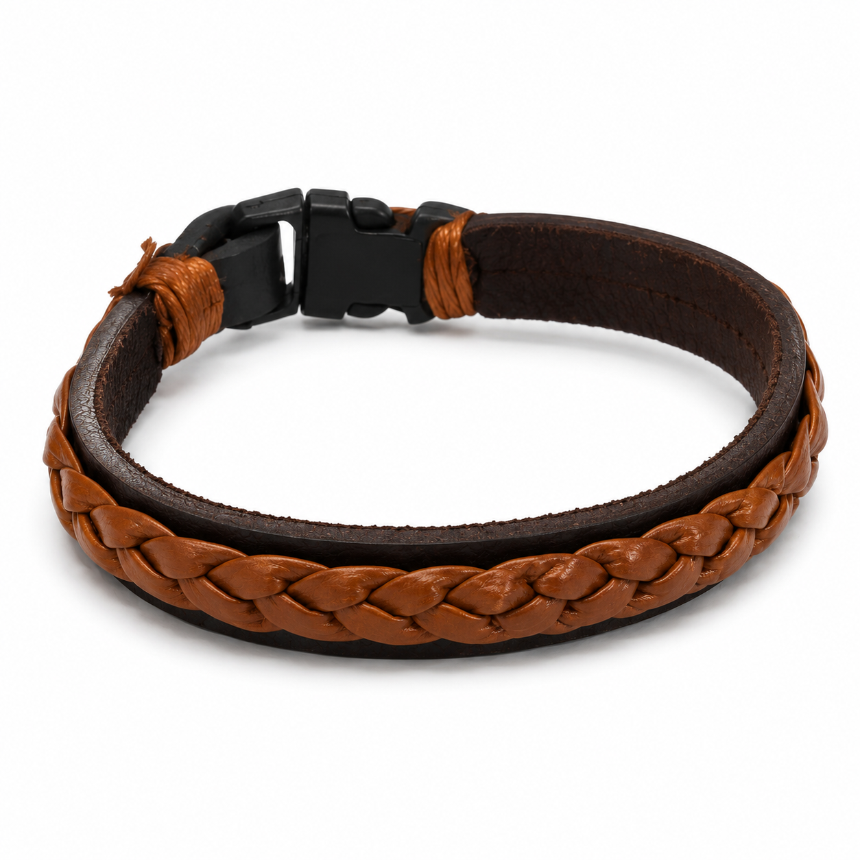 Men's Layered Leather Bracelet Set (Black & Brown)